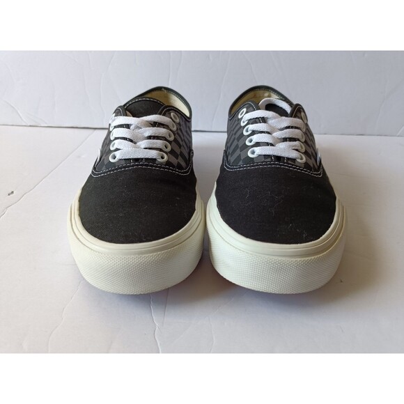 Vans Authentic Shoes Men's 9.5 Black Checkerboard Pattern Low Top Sneakers - Picture 3 of 8